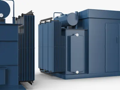 Electrical Transformer Substation Blue 3D model
