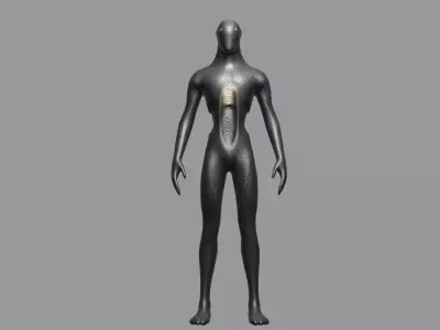 Black Scaled Humanoid Alien Creature 3D model