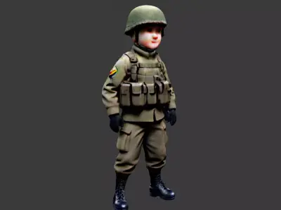 Cartoon World War II Soldier Low-poly 3D model