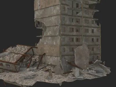 destroyed building  Low-poly 3D model