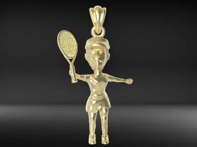 Female Tennis Player Pendant 3D print model