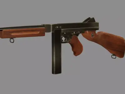M1A1 Submachine Gun Low-poly 3D Model Low-poly 3D model