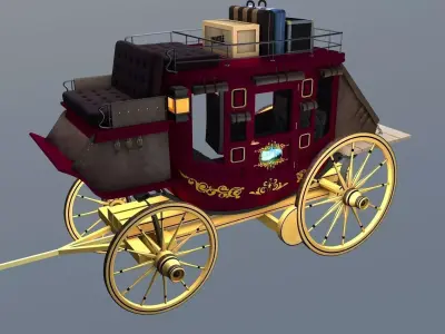 Stagecoach Wagon with Luggage 3D model