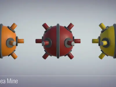 3D Sea Mine - Military Naval Weapons Low-poly 3D model