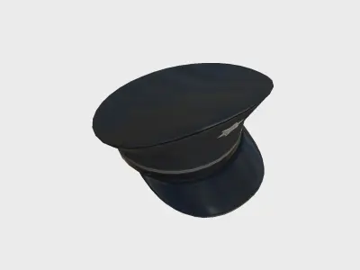 Police Cap 04 Black - Military Character Design Fashion Low-poly 3D model