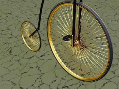 Gold Bicycle Low-poly 3D model