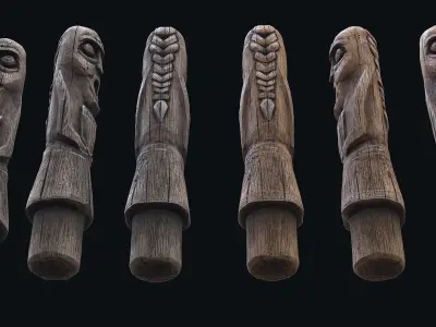 Totem wood 4 pbr 4k Low-poly 3D model
