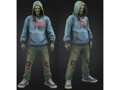 Stylized Hoodie Zombie Low-poly 3D model
