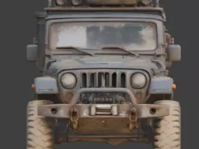 Damaged Post Apocalyptic Off Road Jeep 3D Model V05 Low-poly 3D model
