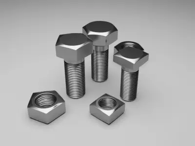 Bolts and Nuts Set 3D model