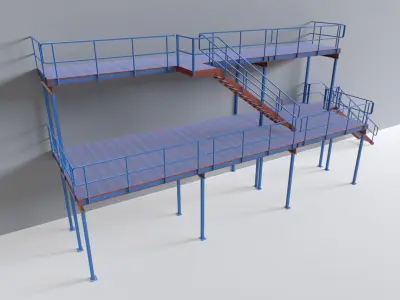 Industrial Platform Modular Low-poly 3D model