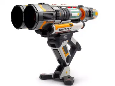 Futuristic SciFi Turret Model Pack Low-poly 3D model