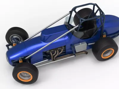 Dirt Silver Crown Champ car while turning Scale 1 to 25 3D print model