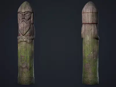 Wooden Totem 2 Low-poly 3D model