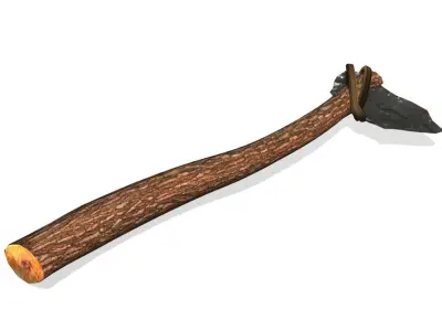 Low Poly Primal Prehistoric Old Stone Axe for Survival Games Low-poly 3D model