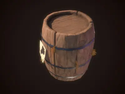 Stylized Barrel PBR low-poly game ready Low-poly 3D model