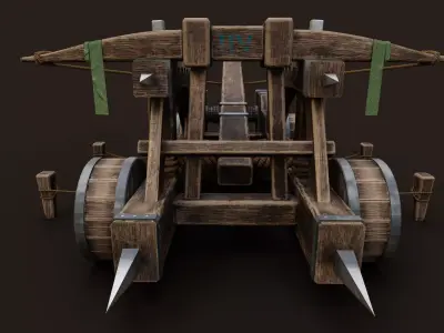 Medieval Catapult V2 Low-poly 3D model