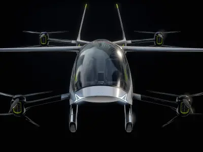 Flying Car eVTOL Air One Black PBR 3D model