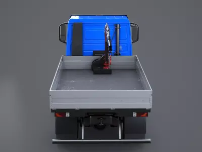 Realistic Flatbed Truck with Loader Crane 3D model