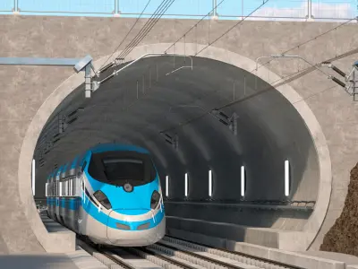  Railway Tunnel Section with Train 