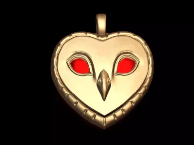 Owl Charm Heart Pendant 3D print model