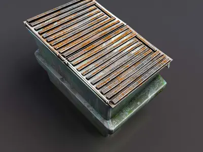 Dumpster trash can with grill on top Low-poly 3D model