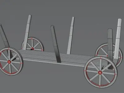 Wodeen cart Low-poly 3D model