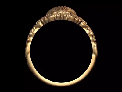 Shell Ornamante Signet Ring 3D print model
