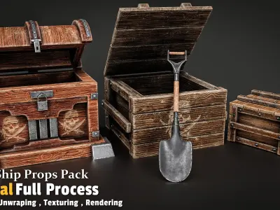 Pirate Ship Props  Low-poly 3D model