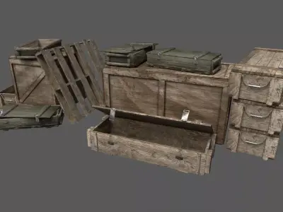 Military Crates Pack Low-poly 3D model