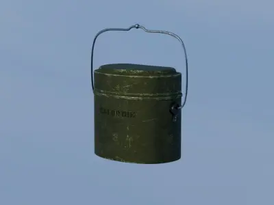 Military Mess Kit with Wear and Tear 4K Free 3D model
