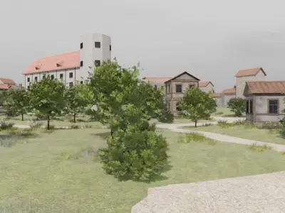 Medieval Village Layout 3D model purchase