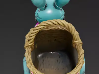 Realistic Cybernetic Easter Rabbit Basket 3D Model Low-poly 3D model