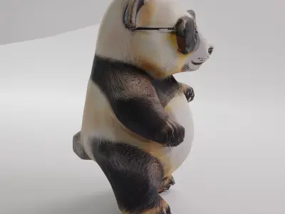 Stylish Panda With Glasses 3D model