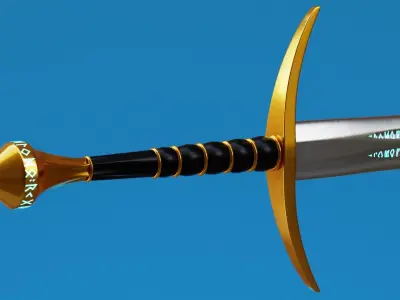 Runic Epic Bastard Sword Low-poly 3D model