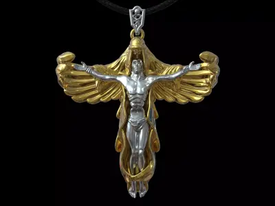 Jesus Christ ascension cross necklace 3D print model