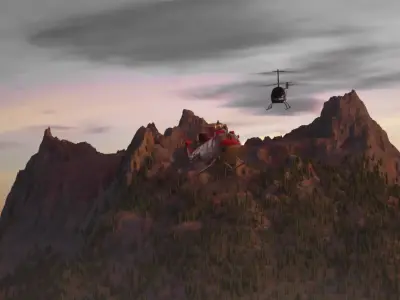Mountain and Helicopter 3D model