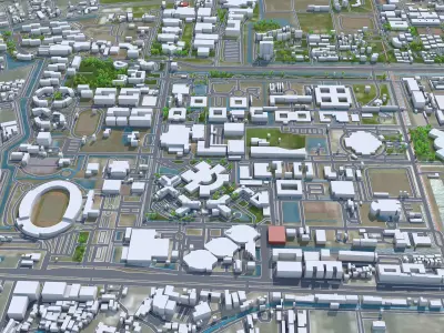 Pathum Thani Thailand 70km Low-poly 3D model