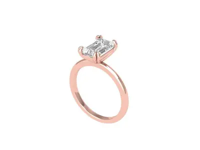 Emerald Solitaire Ring 3D print model 11