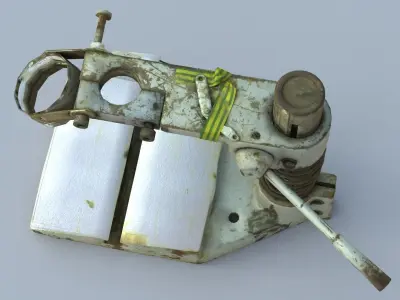 Fastening Low Poly old machine with screw Low-poly 3D model