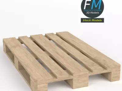 Wooden euro pallet skid 3D model
