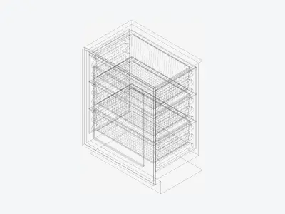 Storage Unit - Under Bench - Integral - Type 4 Low-poly 3D model