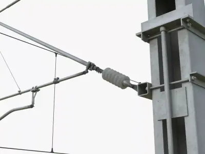 Railway Cantilever Catenary Pole Gray 3D model