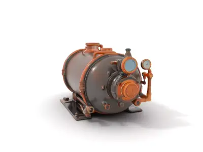 Steampunk Boiler with Gauges and Pipes Model Pack Low-poly 3D model