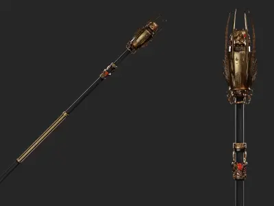 Cursed staff Low-poly 3D model