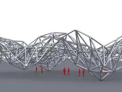 Parametric Steel Frame Canopy 03 3D model