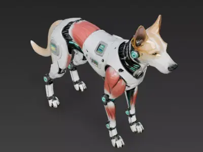 Cyber Dog Creature Model Low-poly 3D model