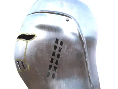 Low Poly Medieval Knight Templar Helmet PBR 3D Model Low-poly 3D model