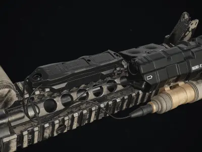 Daniel Defense MK18 Painted Low-poly 3D model