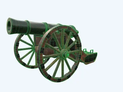 Medieval Powder Cannon Low-poly 3D model